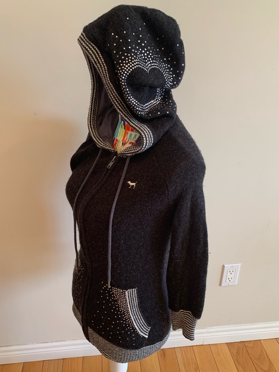 PINK Victoria's Secret Tops - Vintage PINK Victoria's Secret Black Hoodie with Sparkle Embellishment
